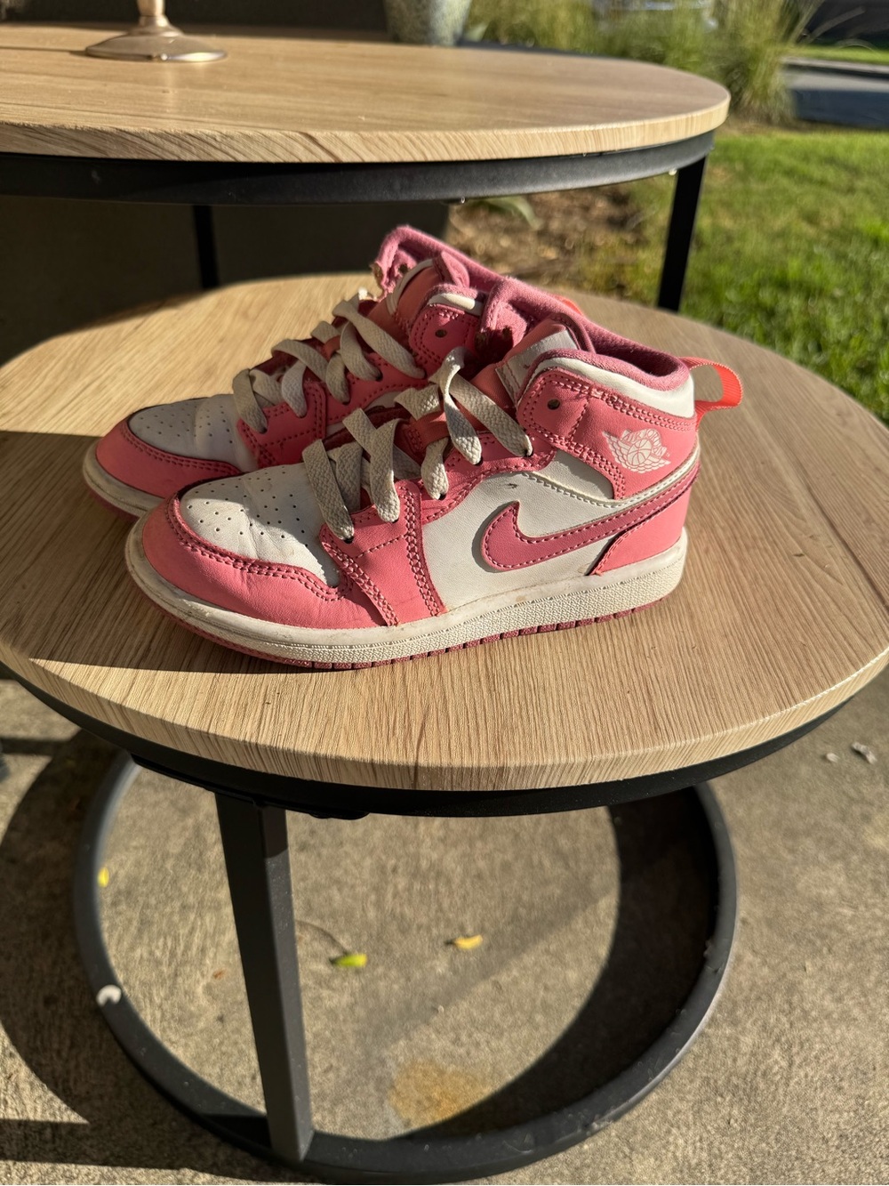Nike Kids Pink and White Mid-Top Sneakers